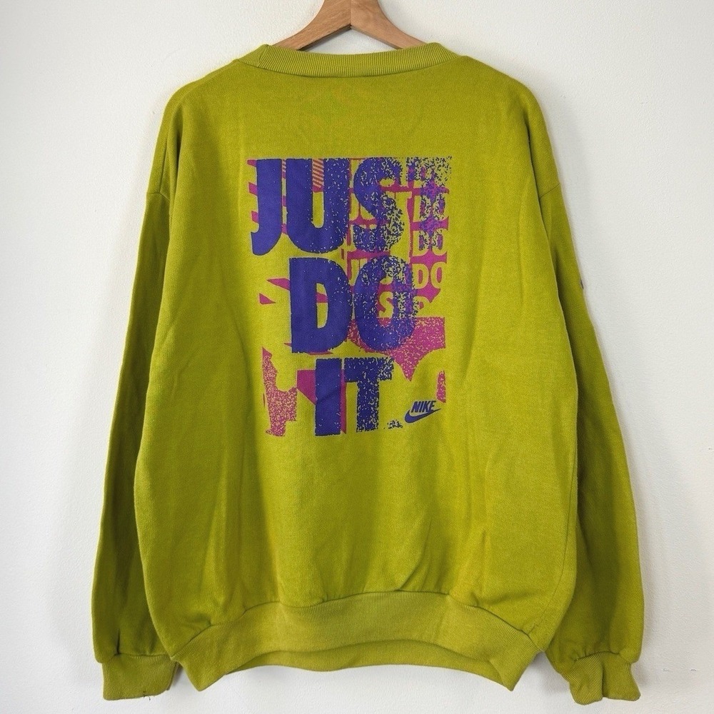 Vintage 90's Nike Just Do It‎ Swoosh Green Sweatshirt - Medium